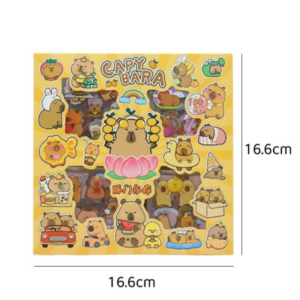 100PCS Stationery Children Sticker Cartoon Capybara Water Cup Decal  Birthday Gift