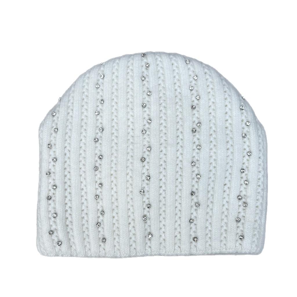 Rabbit Fur Hat Female Winter Hot Drill Thickened Warm Wool Hat Knitted Hat Stack Hat Winter Ski Hat