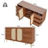 Buffet - MUVOE - 160 X 40 X 90 Cm - 2 Portes - 3 Tiroirs - Rotin Et Bois