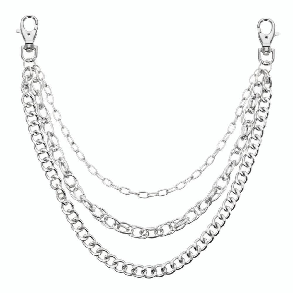 Long Punk Layered Chain Belts 3 Layered Design Punk Waist Chain Hip-hop Clothes Accessories серебряный