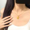 Gold Diamond-Set Gourd Pendant Necklace, Women's Luxury Ice Crack Pattern