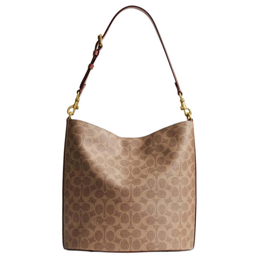 Coach Willow 28 Classic Logo Soft Faux Leather With Cowhide Bucket Bag Crossbody Shoulder Bag Large Women Bags Brown Caramel CW882-B4XHG