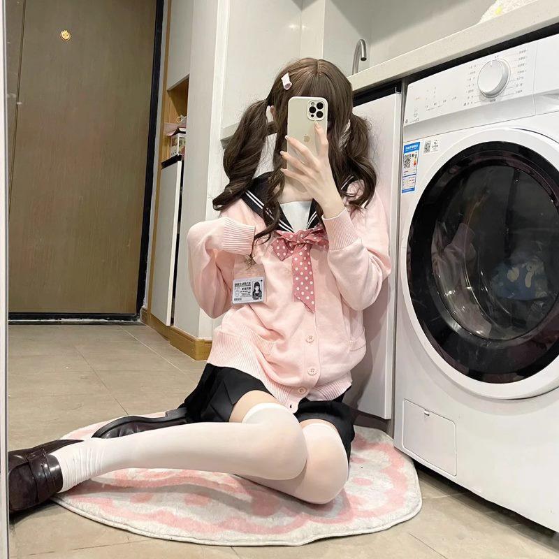 Japanese JK Knitted Cardigan - Autumn/Winter Solid Color Campus Style Loose Sweater Jacket JK Uniform