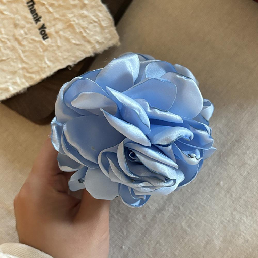 Fashion Satin Rose Flower Large Hair Claw Clip for Women  Spring Summer Trendy Design Korean Colored Hairpin Headdress