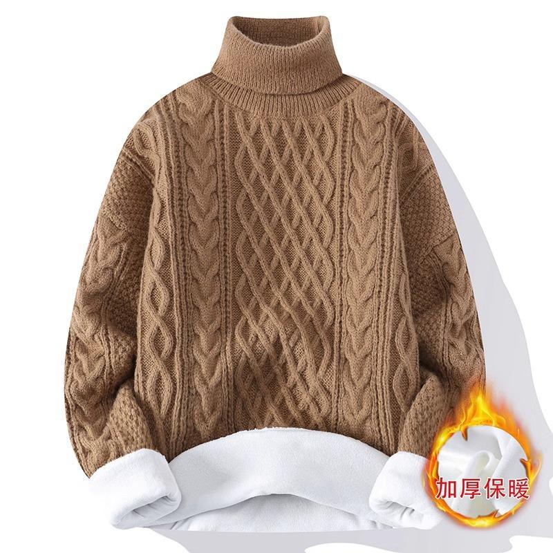 Sweater Men's 2 New Crew Neck Sweater Winter Solid Color Premium Knitted Sweater Couple Twisted Pullover Sweater