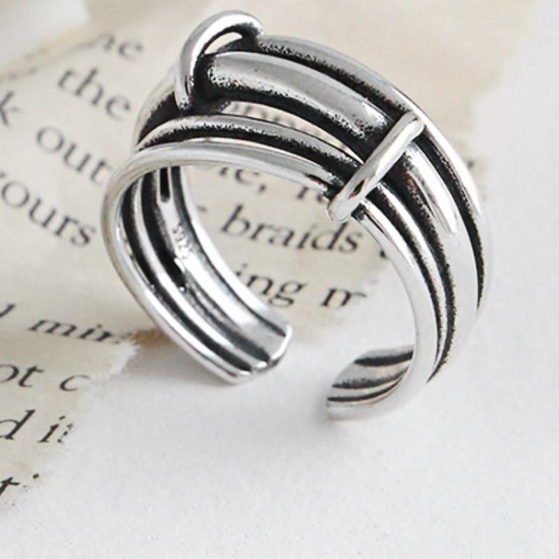Korean Style Old Multi-layered Ring Ring for Women, Simple Geometric Braided Open Ring, Ring Jewelry