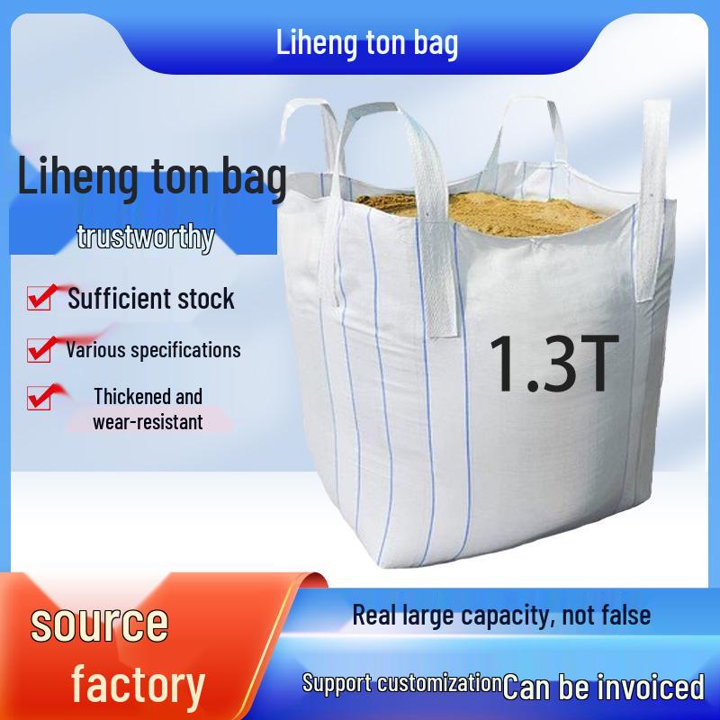 Industrial White Ton Bag - 1 Ton, Four-Loop, Pre-Pressed Space Sludge Lifting Bag