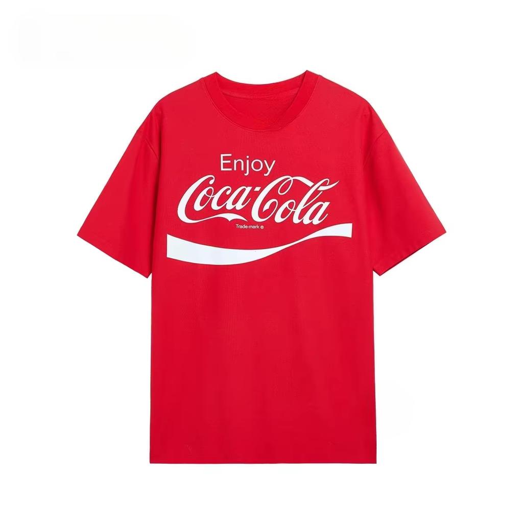 New Classic Retro Cola Logo Street Trendy Brand Tshirt Cotton Graphic Tee Unisex Unisex Summer Streetwear