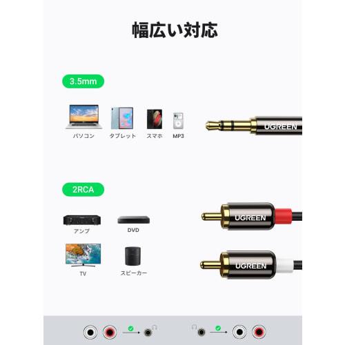 UGREEN RCA 3,5mm Umwandlung Audio Kabel Stereo Mini Stecker RCA Mini Pin Rot und Weiß Mini Komponente Verstärker AV Selector Kompatibel mit PC iPhone Und