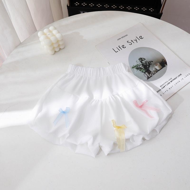 

Summer Sweet Bow Bud Shorts Kids Children Thin Solid Colour Clothing Casual Fashion Bottoms Pants 2-6 Years Old 90 белый