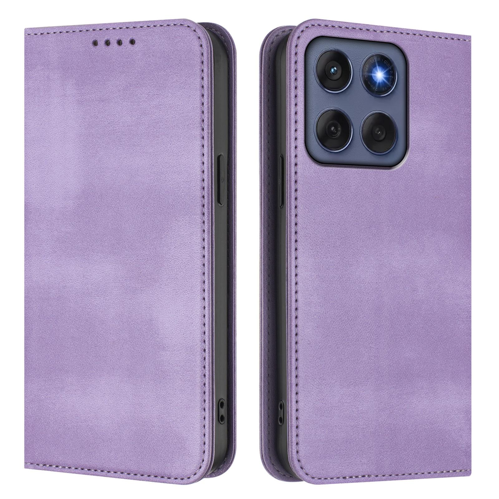 

For Motorola Edge 60 Fusion 5G Wallet Cases Retro Texture RFID Blocking Leather Phone Cover Light Purple