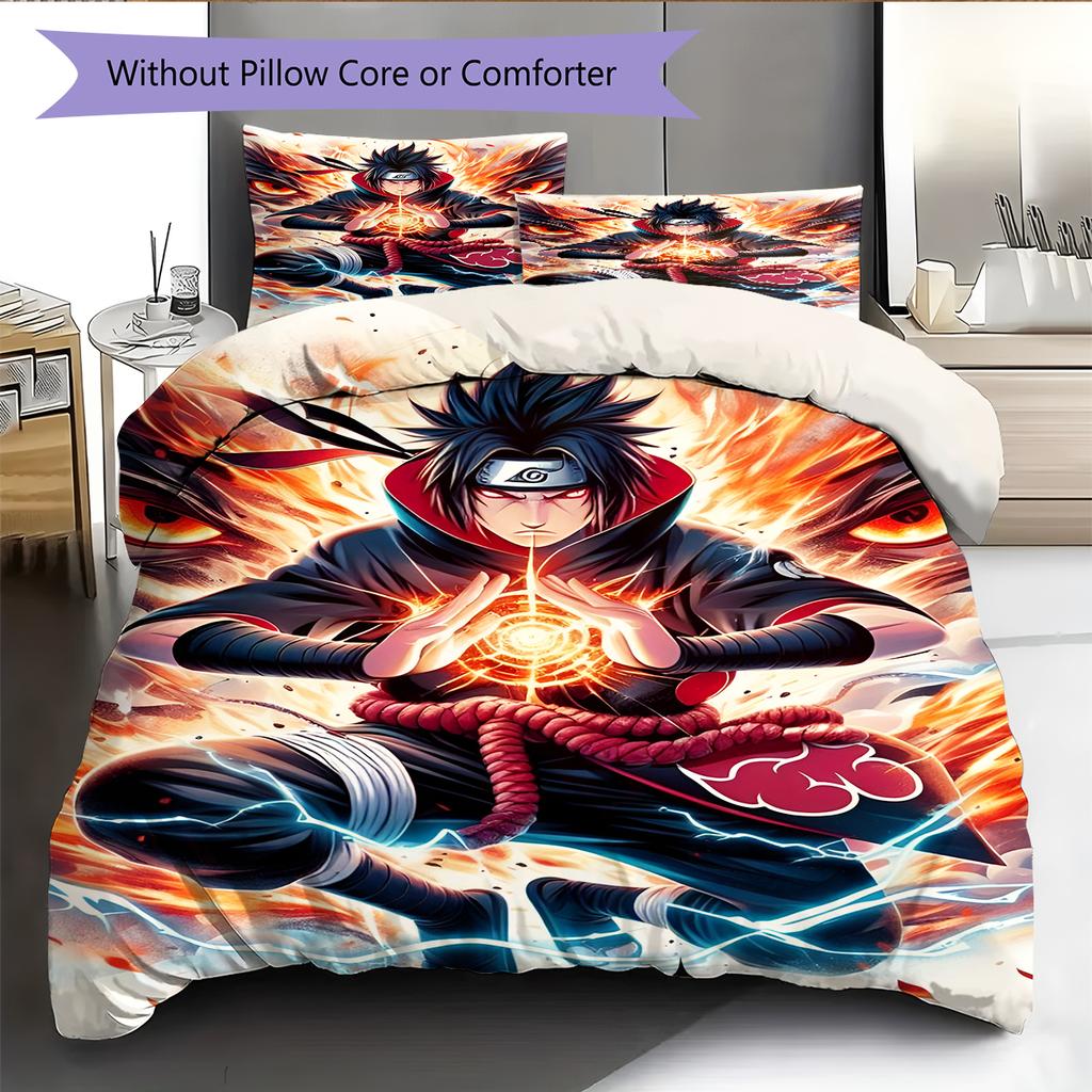 Juego de Ropa de Cama con Estampado de Dibujos Animados Colcha Funda de Colcha Funda de Almohada Decoración del Hogar Regalo de Cumpleaños (1 * funda nórdica + 2 * fundas de almohada, sin núcleo)