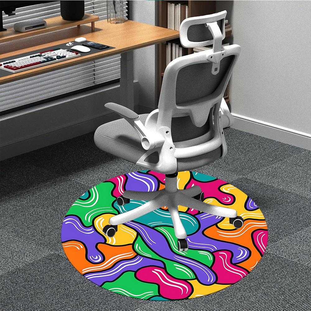 1pc Abstract Colors Office Round Area Rug,  Mat Suitable ForOffice, Under Office Chairs Bedroom Living Room Home Decor, Room Deco