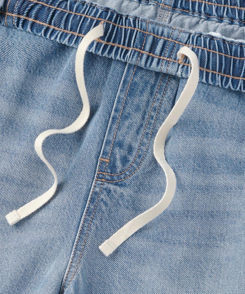 MUSINSA STANDARD WOMAN Women'S Loose Trapeze Elastic Waist Denim Pants [Light Indigo]