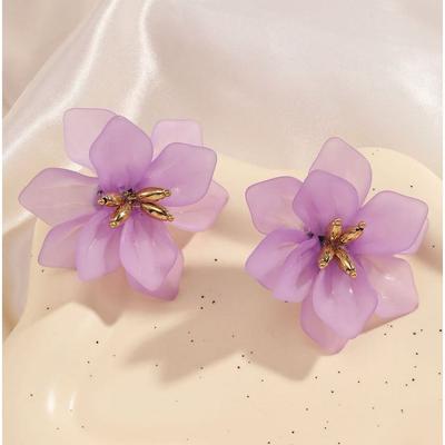 Sculptural Floral Acrylic Earrings Oversize Sweet Bloom Studs with a Modern Art Vibe OG050