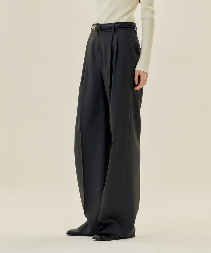 MIND BRIDGE WOMEN [W][Couture] Double-Pleat Wide Slacks - 2 Colors