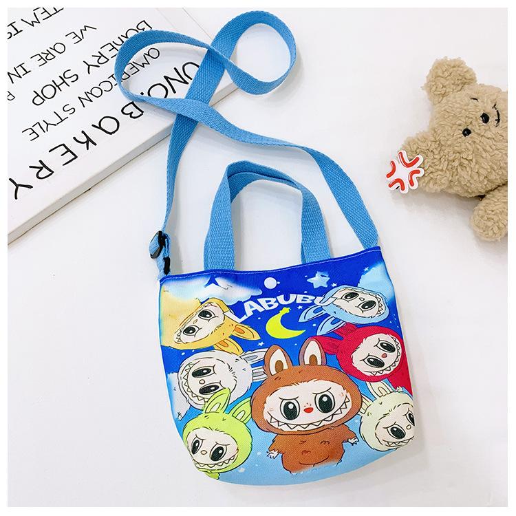 Labubu New Cartoon Canvas Shopping Bag Crossbody Bag Cute Little Girl Handbag Bag Travel Leisure Handbag