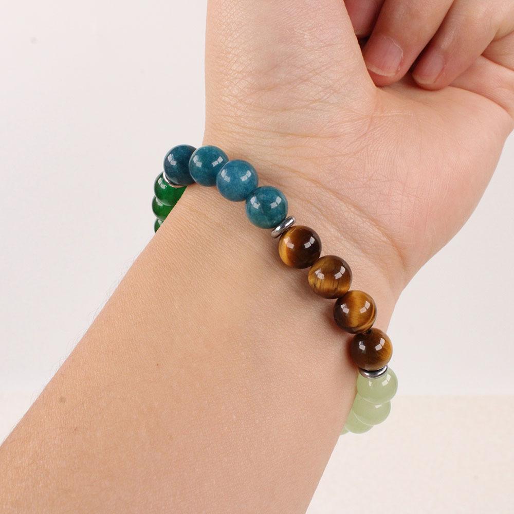 Multicolor Natural Stone Beaded Bracelet With Malachite Tiger Eye Amazonite Vibrant Fashion Jewelry Daily Wear Simple Versatile Accessory