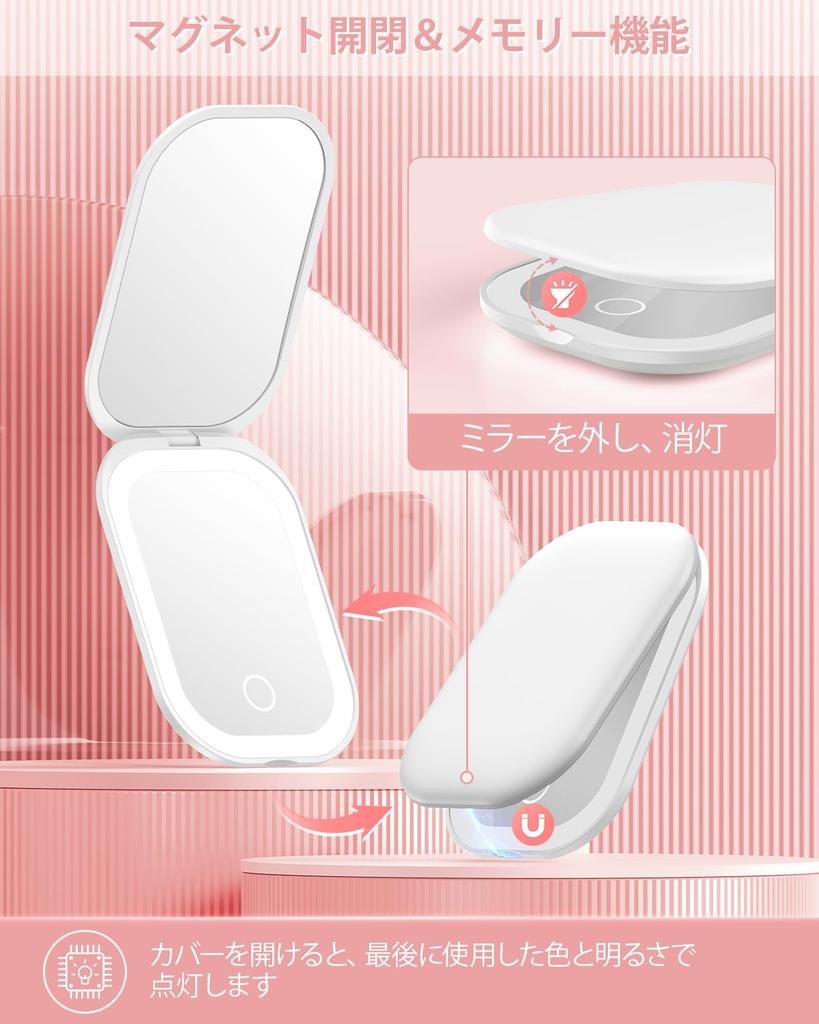 LED Makeup Cute Handheld Folding Adjustable Easy To Carry 1X/3X Double-Sided Mirror, Compact, Magnifying, Portable, Mirror, Mirror, Mirror,