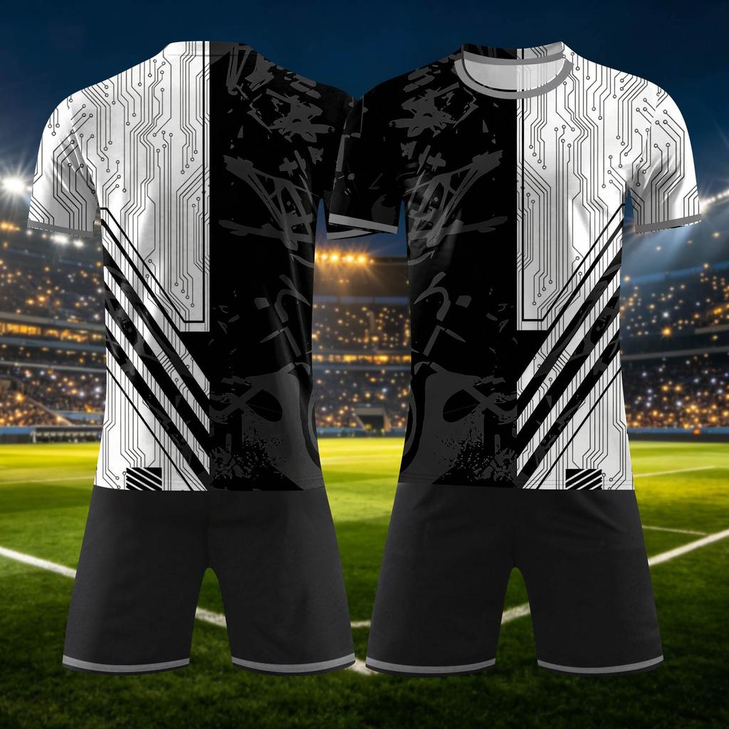 Conjunto Deportivo Personalizado de Dos Piezas DIY con Camiseta de Manga Corta y Pantalones Cortos para Uniformes de Equipo y Estampación Personalizada