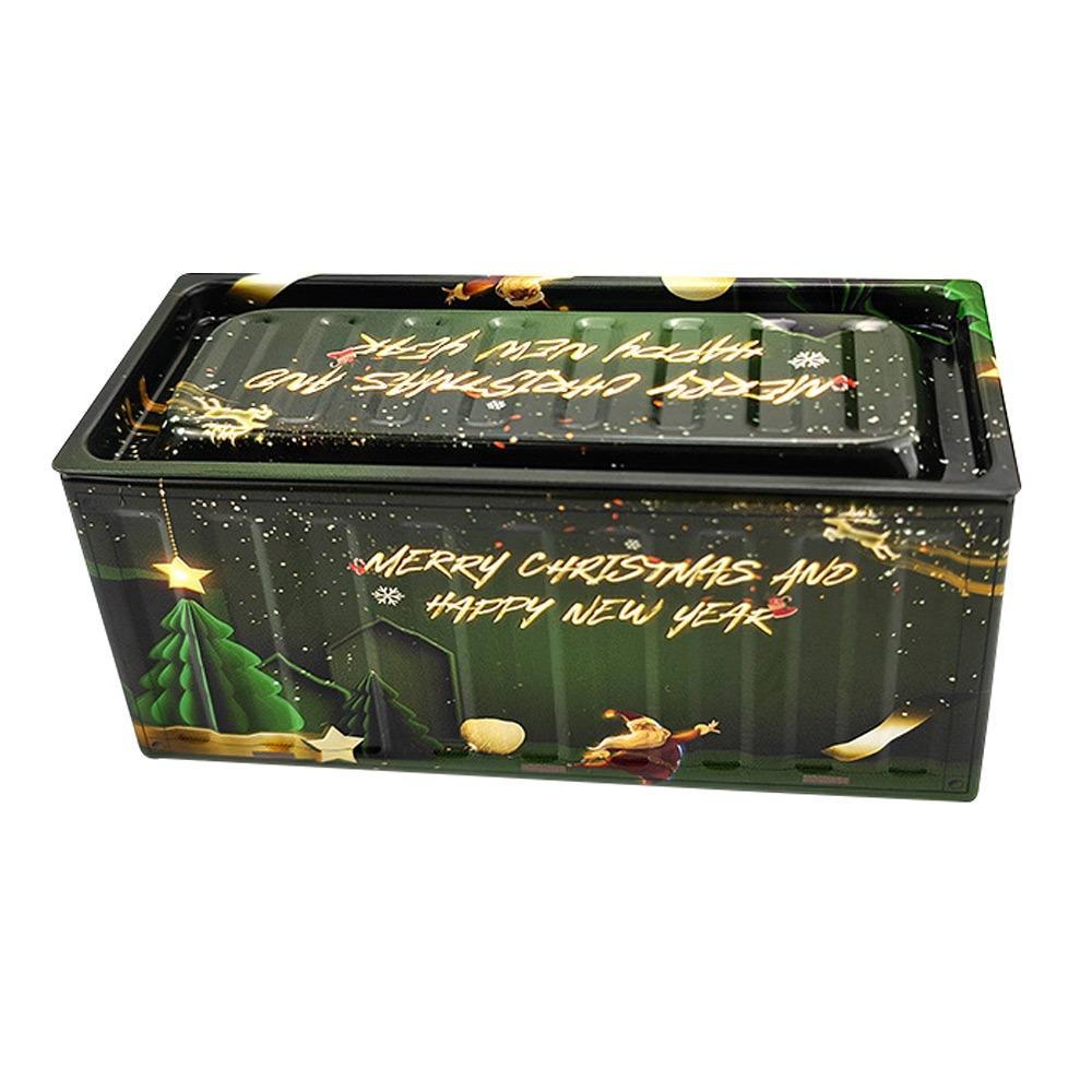 

Durable Tin Christmas Box Rust Proof Mini Size Storage Box Vintage Style Industrial Style Iron Box Christmas темно-зелений колір