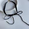 Stylish Long Bowknot Choker Black/Wine Necklace Lady's Trendy Velvety Clavicular Chain Chic Choker Neck Jewelry