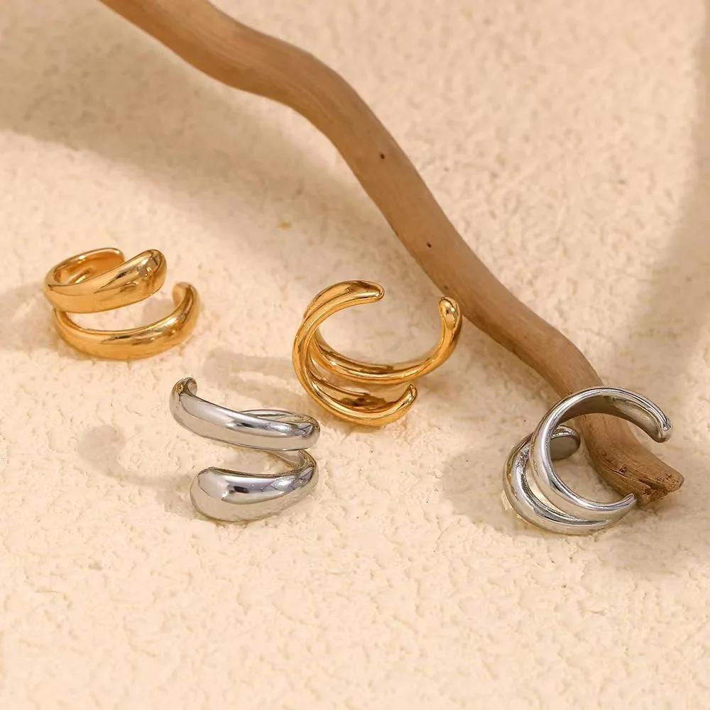 Punk Piercless Ear Clip Earring for Women Classic Gold Color Trendy Earcuff Earrings Girl Y2K Gift Simple Daily Wear Jewelry