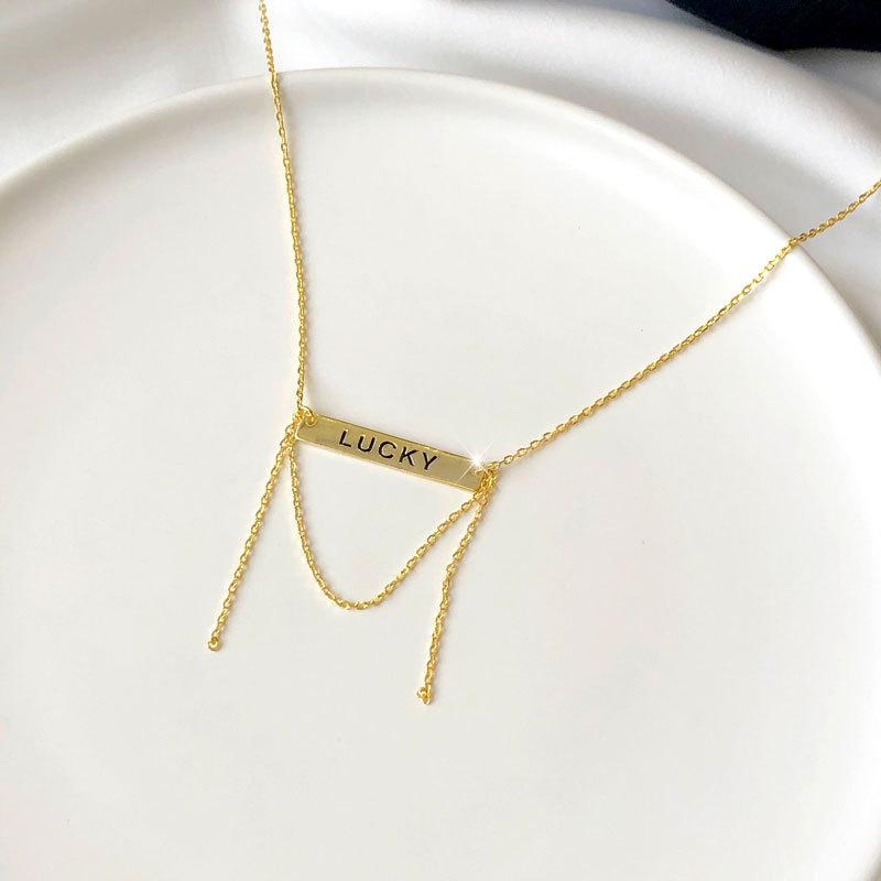 LUCKY Lucky Card Chain Tassel Necklace Versatile Personality Women's Clarbone Chain Women