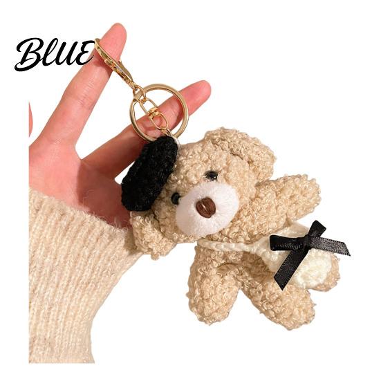 Fashionable Bear Charm Plush Keychain, Cute Puppy Bag with Portable Decoration Crocheted Accessories, Stuffed Animal Pendant for Women Girls Backpack
