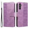 For Samsung Galaxy A54 5G Leather Case Wallet Stand Grids Imprinted Phone Cover with Strap