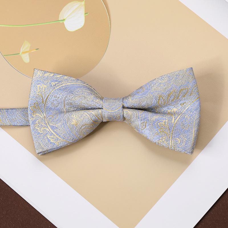 Men'S Fashion Bow Tie Color Woven Jacquard Double Striped Small Flower Business Retro Suit Shirt Bow