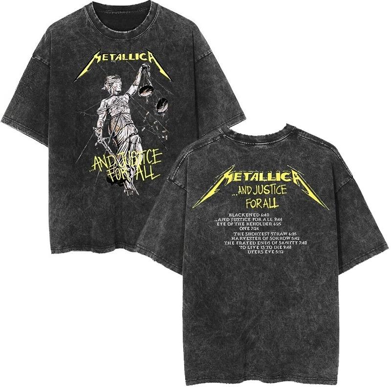 

Горячая винтажная стираная футболка рок-группы Metallica Ретро 2026 Высококачественная роскошь для мужчин и женщин Топ Y2k L