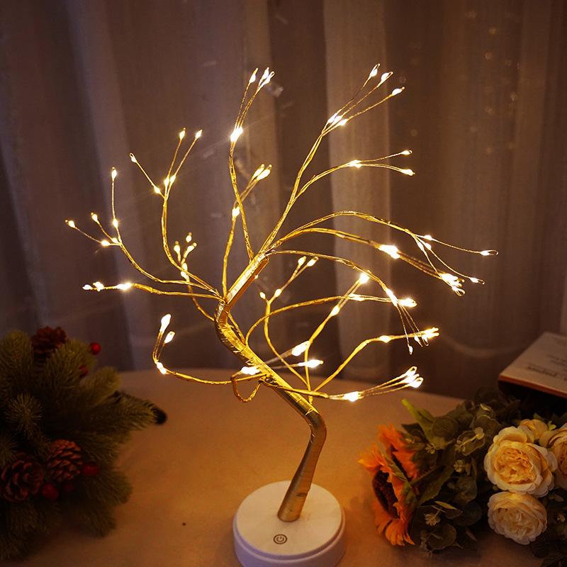 108 LED Tabletop Bonsai Tree Lights With Remote Night Light Shimmer Tree Lamp For Christmas Valentine's Home Decoration New 2025