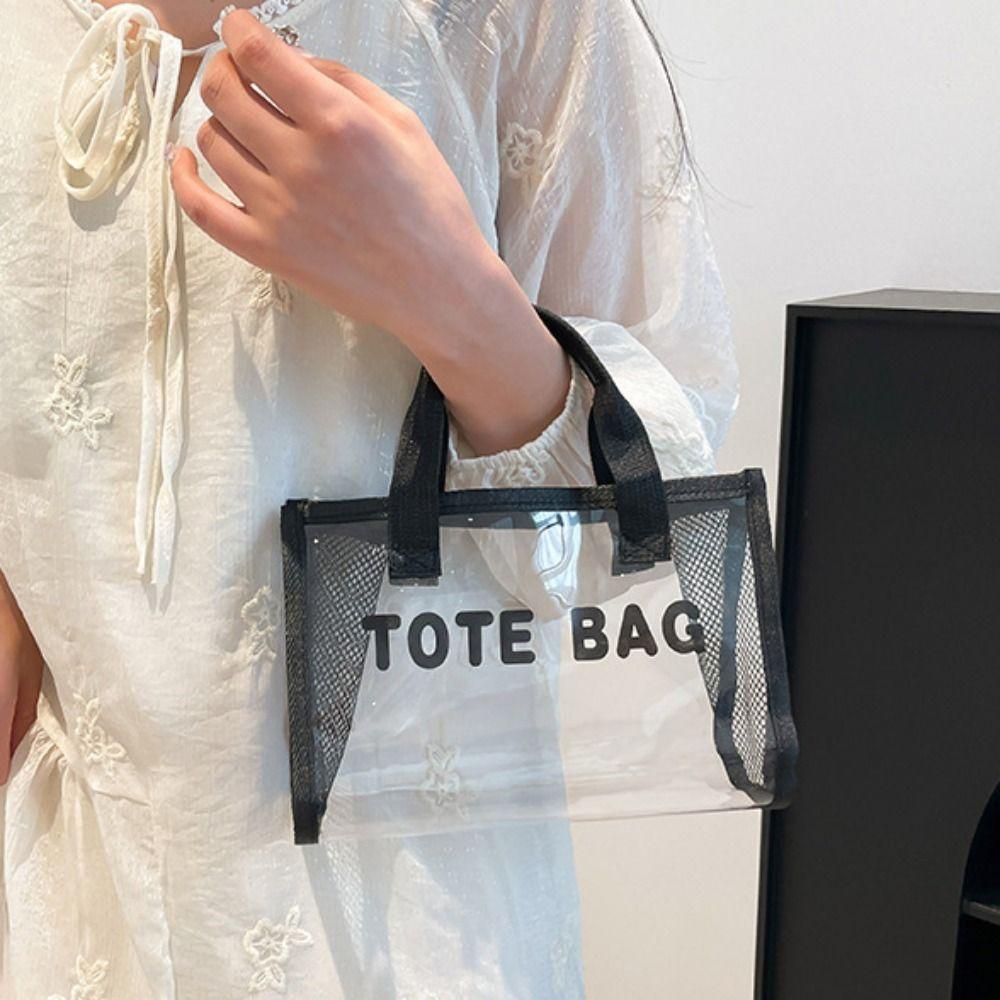 All-match PVC Beach Bag Large Capacity Waterproof Handbag Transparent Jelly Bag  Cosmetic Bag