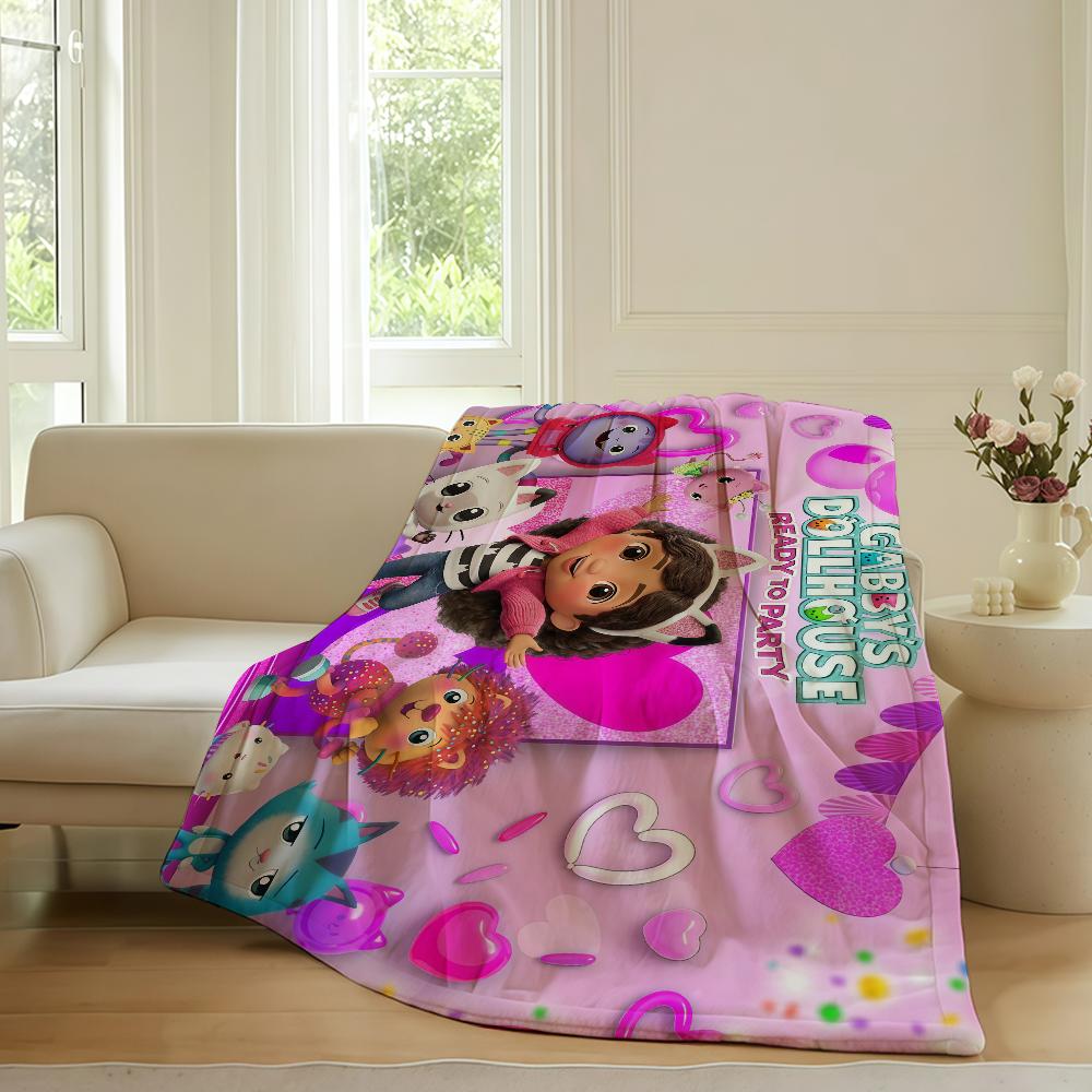 Cartoon G Gabby's Dollhouse Blanket For Sofa Office Bed Plane Travel Sleep Read Relax Camping Soft And Warm