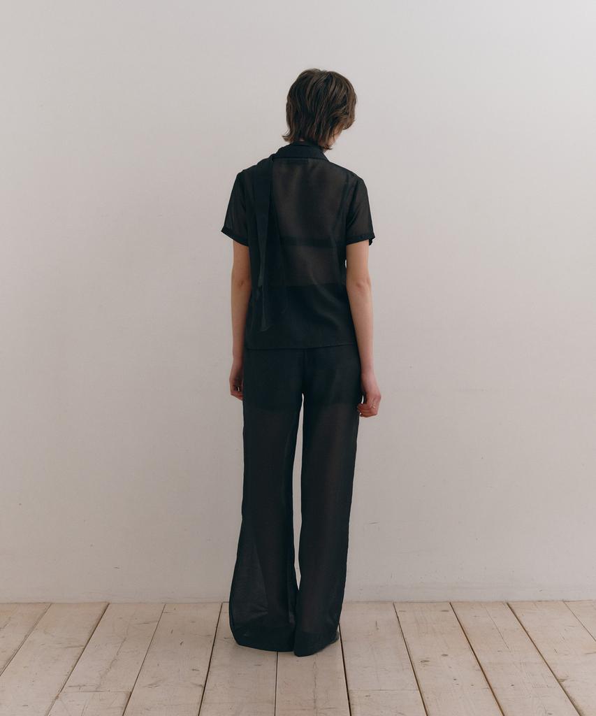 Loutaideu Sheer Scarf Tie Shirt [Black]