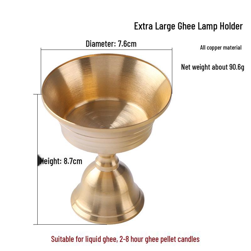 Dual-Use Brass Ghee Lamp Holder for Solid & Liquid Candles - High-Foot Thickened Decorative Candlestick