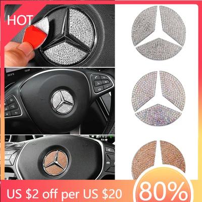 Car Sticker Car Steering Wheel Emblem Sticker Diamond Accessories For Mercedes Benz AMG W205 W211 W212 W213 X253 W166 W167 W117 