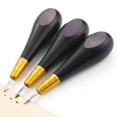 1pc Handmade DIY Leather Hole Punch Awl Tool, Black Handle Diamond Chopping Puncher, Leather Perforation Sewing Craftwork Tool