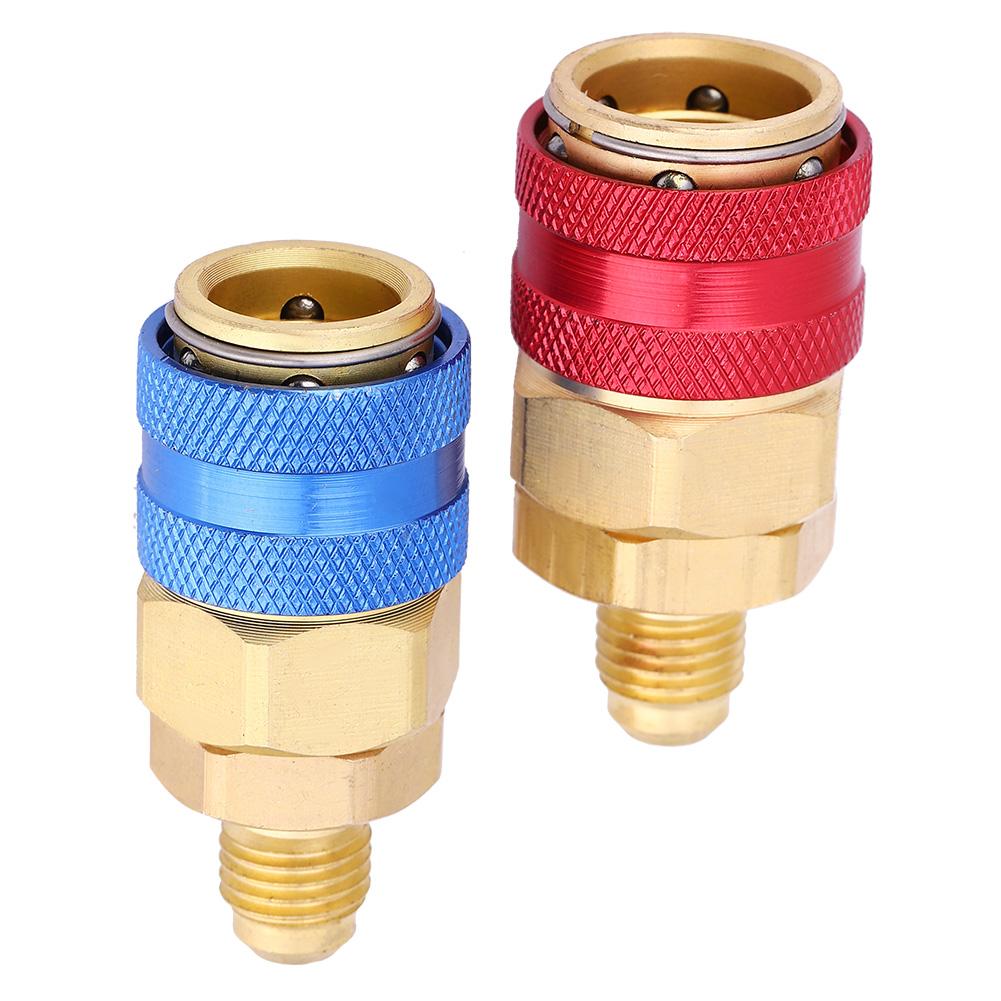 2Pcs Quick Couplers Adapter R134A High Low Pressure Manifold Automotive AccessoriesR134A