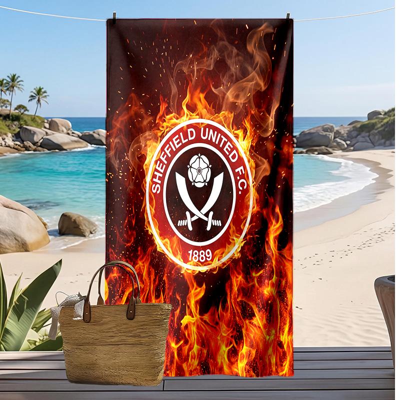 Sheffield United Football Print Beach Towel, Large Soft Quick Dry Towel for Beach Camping Swimming
