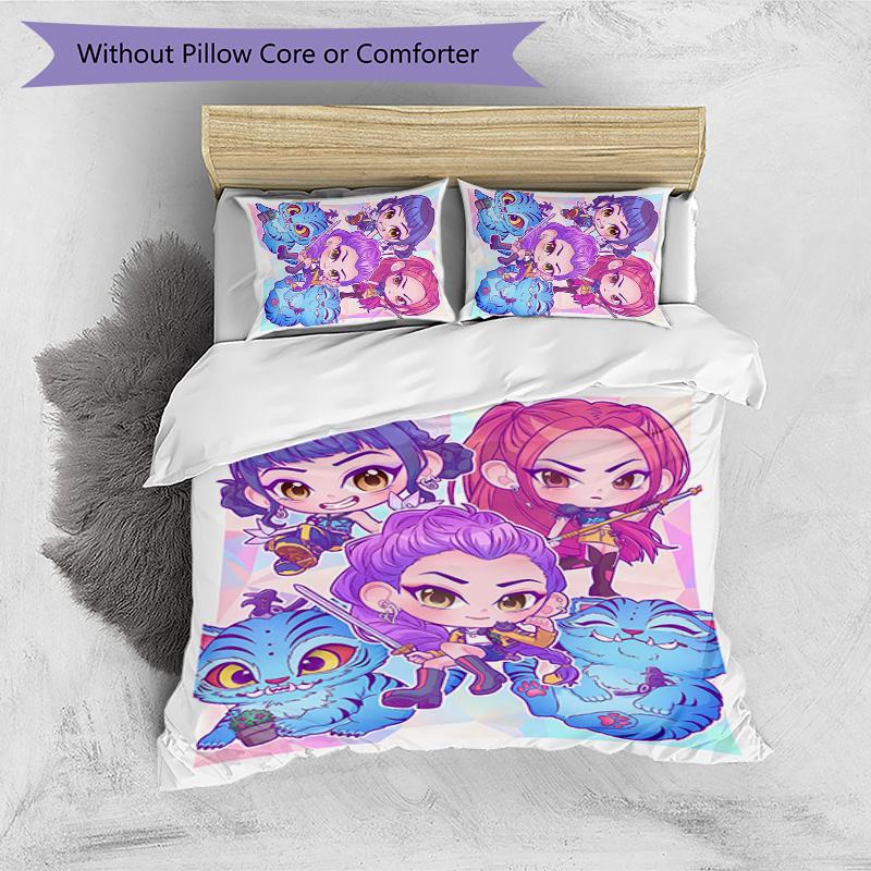 Kpop Demon Hunters Pattern Printed 3PCS Bedding Set, Soft Skin-Friendly Washable Duvet Cover & Pillowcases Set