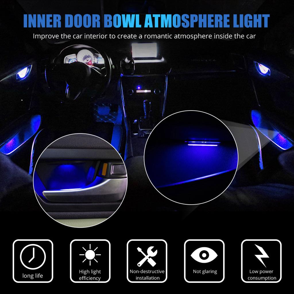 4Pcs Car Light Mini LED Auto Interior Atmosphere Light Colorful Decorative Lamp
