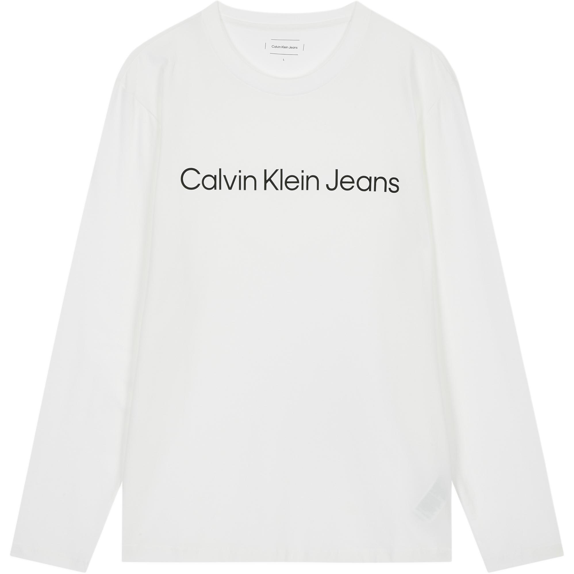

Calvin Klein Однотонная футболка с круглым вырезом и длинным рукавом Мужские топы Белый J327430YAF L