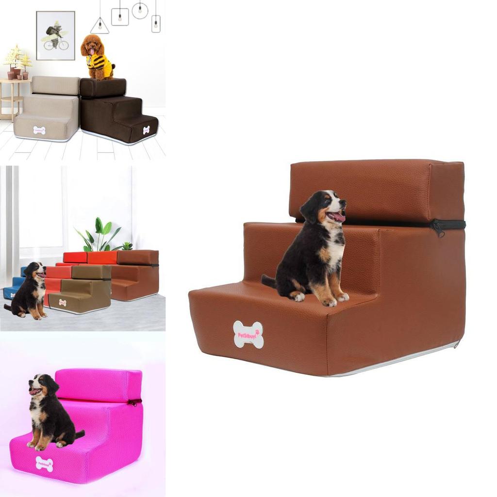 Luxurious Leather Dog Stairs For Small Dogs Perfect For Climbing Onto Sofas And Beds