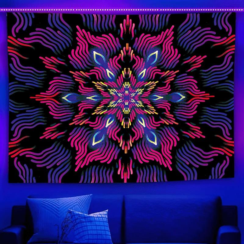 Ultraviolet Punk Cyberrobot Luminous Tapestry, Indoor Mood To Create Atmosphere, Psychedelic Luminous Art, Bedroom Decoration