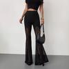 Ladies black lace sexy flared pants mesh babes transparent trousers hls trousers