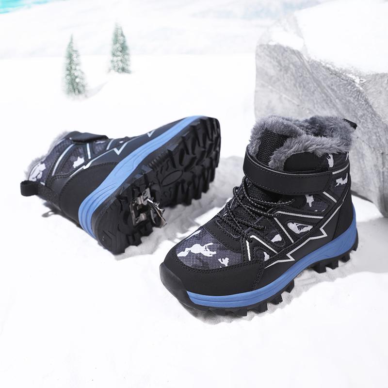 Crianças botas de neve quente crianças inverno sapatos de algodão antiderrapante neve ao ar livre quente botas de pelúcia alta superior quente calçado peludo à prova dwaterproof água tênis quentes