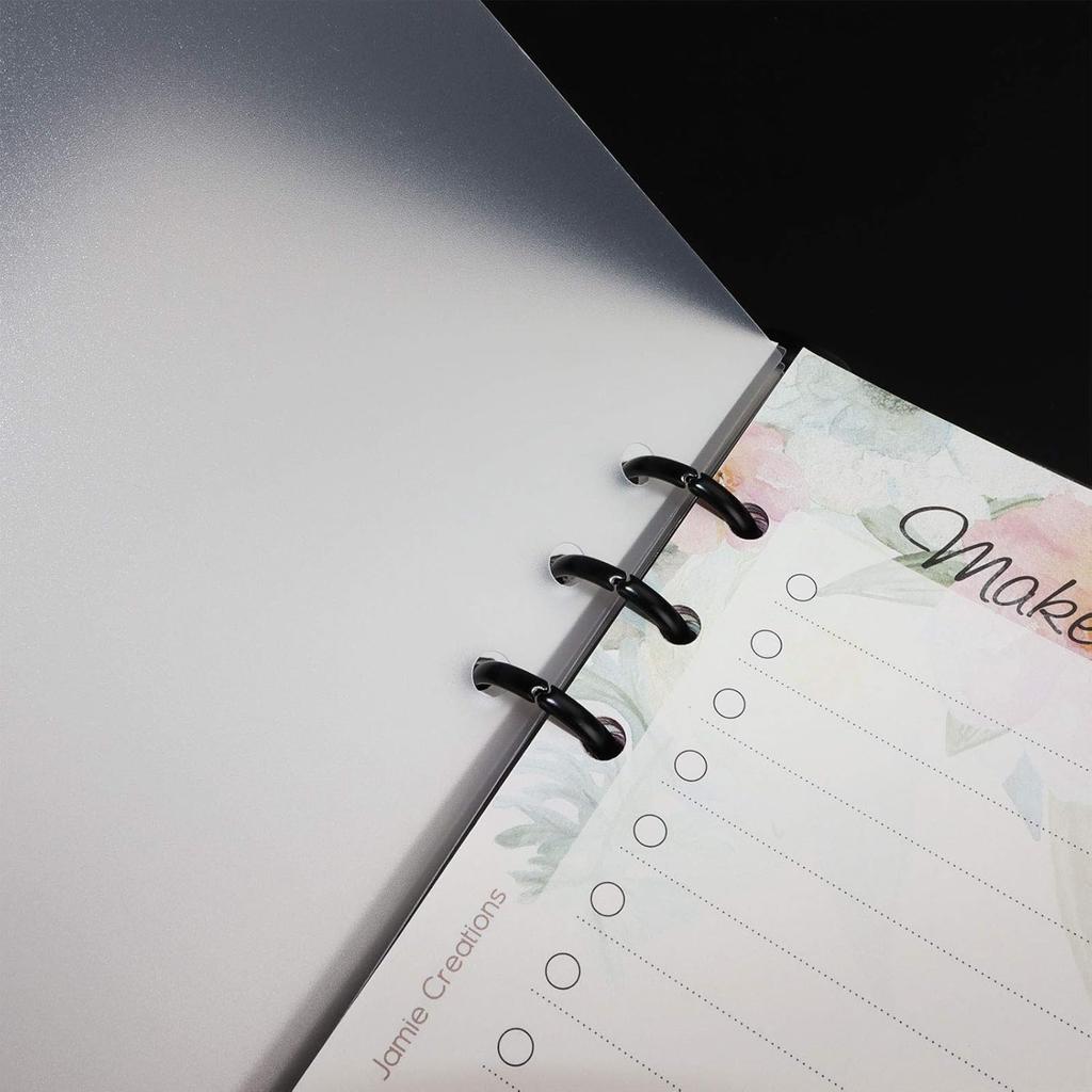 Multibey A5 Binder with Translucent Dividers, 6-Ring Plastic Binder Index for Planner Journal (5 Vertical + 12 Side Tabs + Tab Stickers)