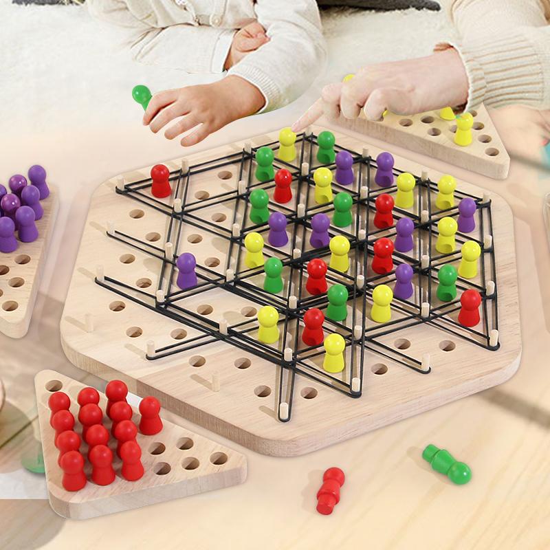 Mehrspieler Party Kampfspiel Holz Geometrisch Ineinandergreifend Schachtisch Brettspiel Neu Kettige Geometrie Schach Familie Interaktives Spiel